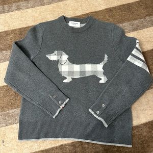 Thom Browne 4 bar Hector icon sweater jumper grey dog size 0